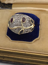 14KY Vintage Diamond, Sapphire, Ruby Ring R265