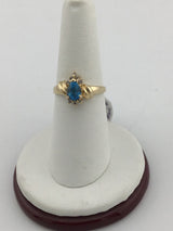 14KY Blue Topaz + Diamond Ring R283