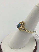 14KY Blue Topaz + Diamond Ring R283