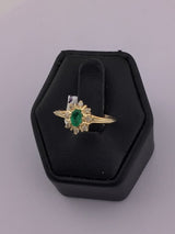 14KY Diamonds + Emerald Ring R303
