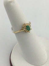 14KY Diamonds + Emerald Ring R303