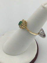 14KY Diamonds + Emerald Ring R303