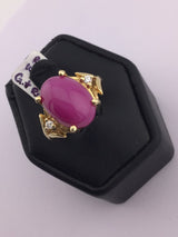 14KY Gelson Star Ruby Ring With 2 Diamonds R308