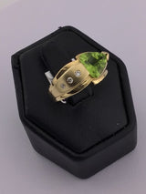 14KY Diamond + Peridot Ring R323