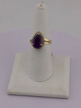 14KY Amethyst(Synthetic) + Diamond Ring R324