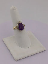 14KY Amethyst(Synthetic) + Diamond Ring R324