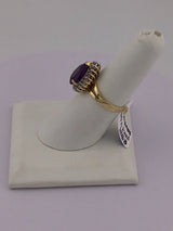 14KY Amethyst(Synthetic) + Diamond Ring R324