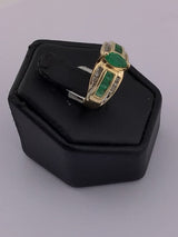 14KY Diamond + Emerald Ring R343