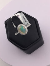 14KW Opal With Diamond Halo Ring R357