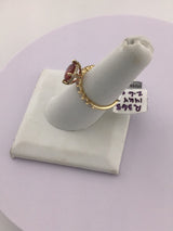 14KY Pink Tourmaline Diamond Ring R365
