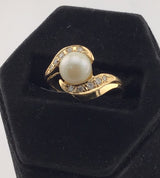 14KY Pearl+Diamond Ring R370