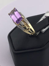10KY Amethyst + Diamond Ring R383
