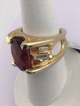 14KY Garnet+Diamond Custom Ring R384