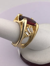 14KY Garnet+Diamond Custom Ring R384