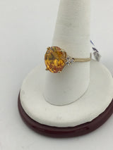 10KY Orange And White CZ Ring R390