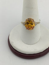 10KY Orange And White CZ Ring R390