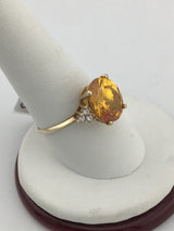 10KY Orange And White CZ Ring R390