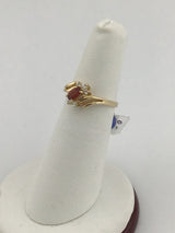 14KY Garnet + Diamond Ring R394