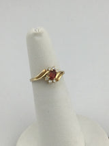 14KY Garnet + Diamond Ring R394