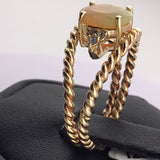 14KY Rope Style Opal Ring With Green Diamonds R400