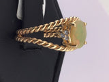 14KY Rope Style Opal Ring With Green Diamonds R400