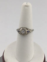 18KW Vintage Diamond+Sapphire Ring R428