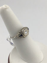 18KW Vintage Diamond+Sapphire Ring R428
