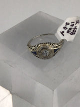 18KW Vintage Diamond+Sapphire Ring R428