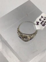 18KW Vintage Diamond+Sapphire Ring R428