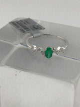 14KW Diamond + Emerald Ring R441