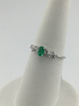 14KW Diamond + Emerald Ring R441