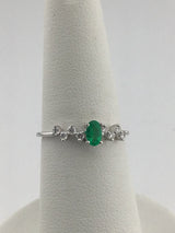 14KW Diamond + Emerald Ring R441