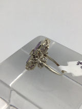 14KW Vintage Amethyst+Diamond Ring R447