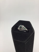 10KW Vintage Diamond+Emerald+Tahitian pearl Ring R450