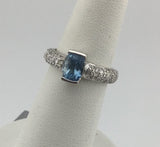 14KW Blue Topaz+Diamond Ring R484