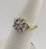 14KY Custom Flower Shaped Diamond Ring R486