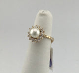 14KY Pearl With Diamond Halo P493