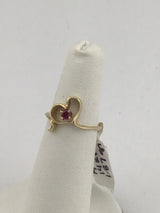 14KY Garnet Heart Ring R495