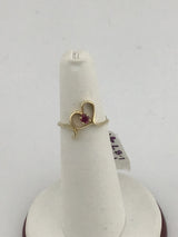 14KY Garnet Heart Ring R495