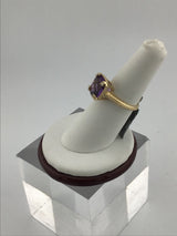 14KY Checkerd Board Amethyst + Diamond Ring R499
