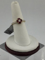 14KY Ruby + Diamond Cluster Ring R500