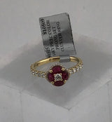 14KY Ruby + Diamond Cluster Ring R500